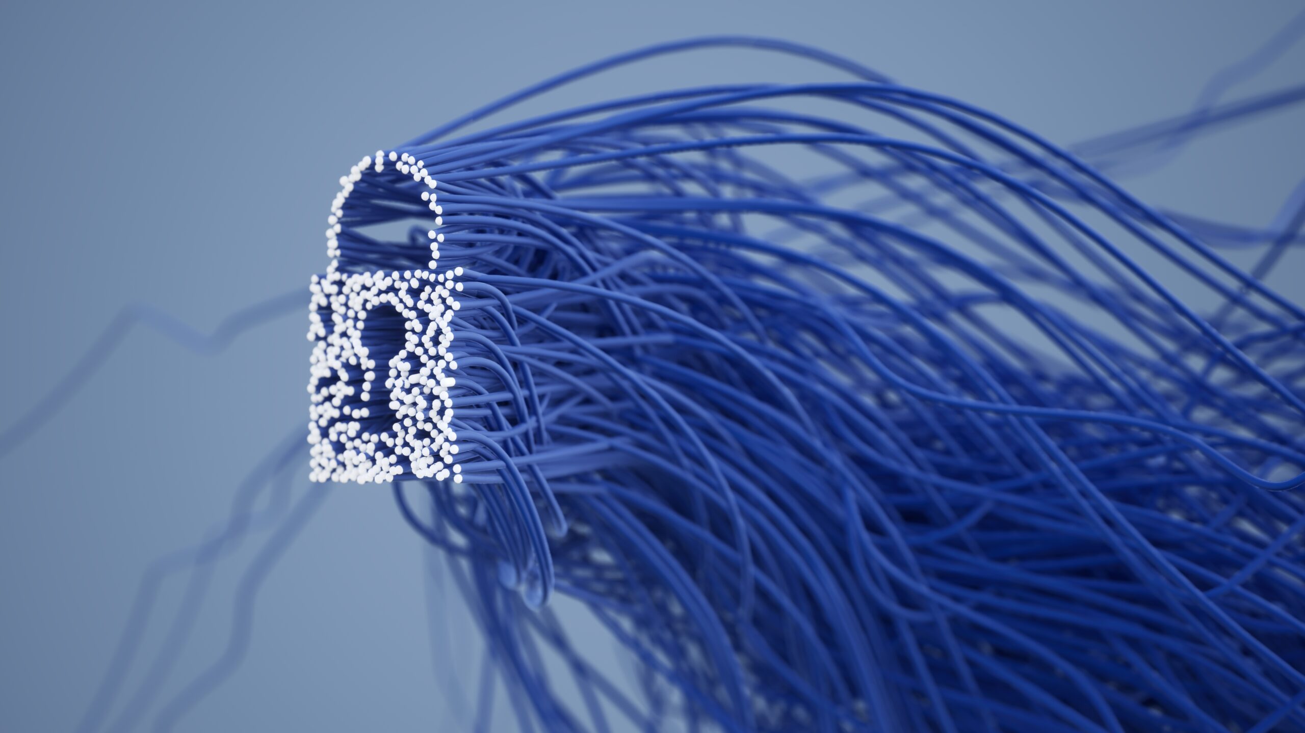 3D rendering of lock on blue background